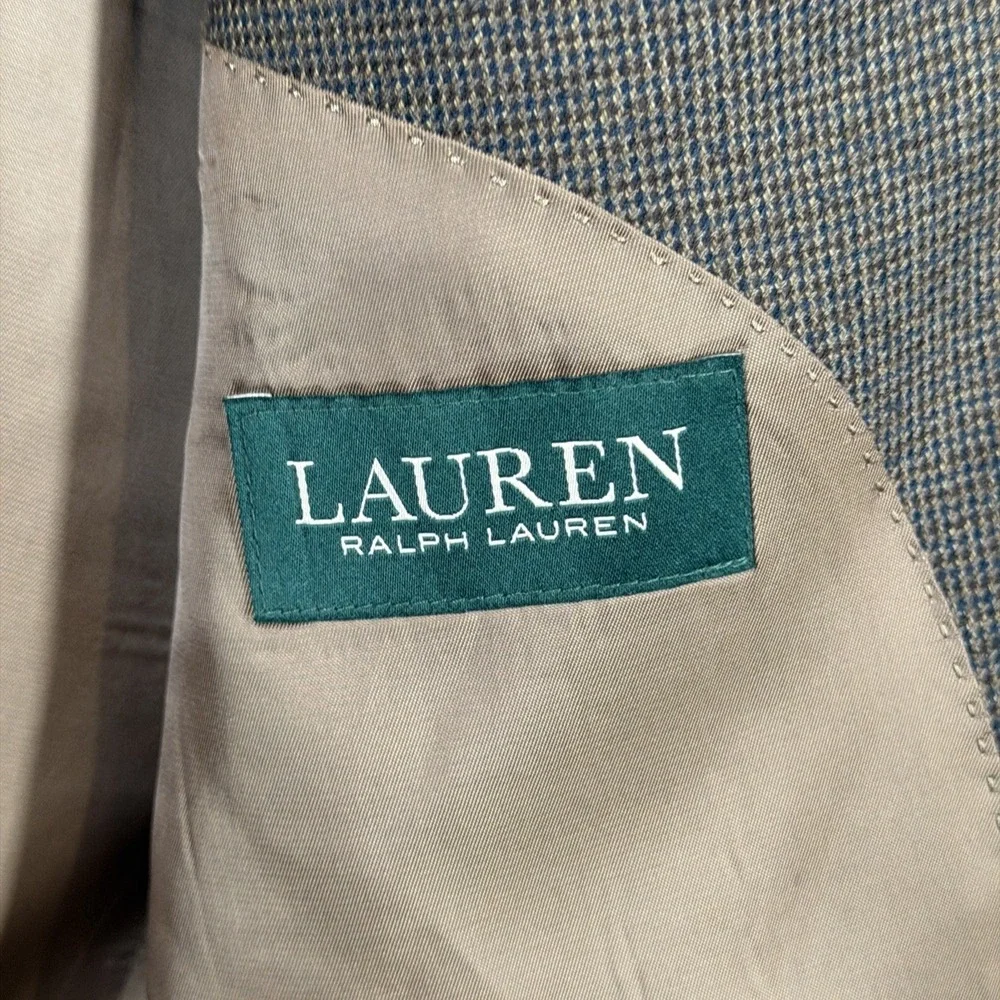 Lauren Ralph Lauren Men's 100% Wool Brown Houndstooth Vintage Blazer